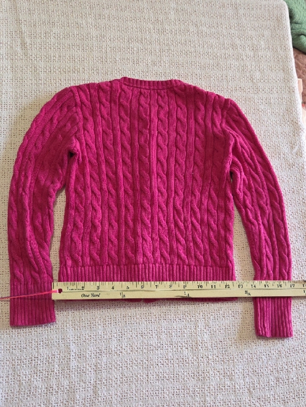 Ralph Lauren Girls Hot Pink Cable Knit Cardigan Sweater Size M 8-10 - Picture 7 of 16